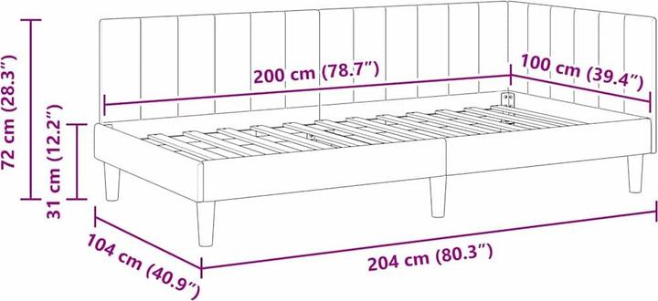 Actual product image vidaXL Eckbettgestell (100 x 200 cm)