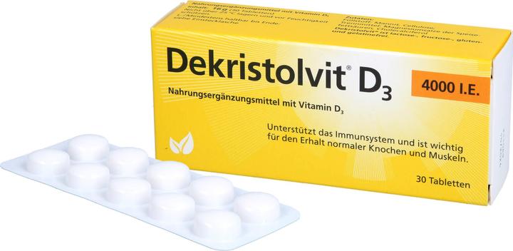 Image du produit Dekristolvit D3 4000 I.U. en comprimés, 30 comprimés (30 pièce(s), Cachets)