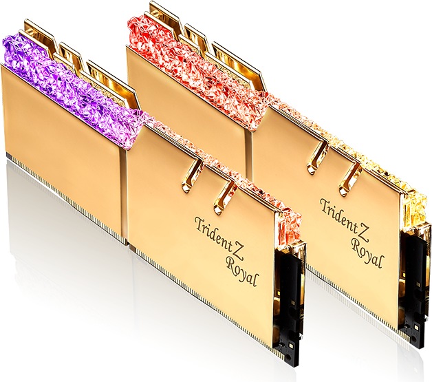Produktbild G.Skill Trident Z Royal Gold 16GB DDR4 3600-14 K2 F4-3600C14D-16GTRGA (2 x 8GB, 3600 MHz, DDR4-RAM, DIMM)