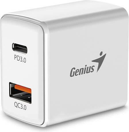 Actual product image Genius PD-20AC white / Charging adapter / 20W / 1x USB-C / 1x USB-A / USB-C PD 3.0 / USB-A QC 3.0 (20 W)
