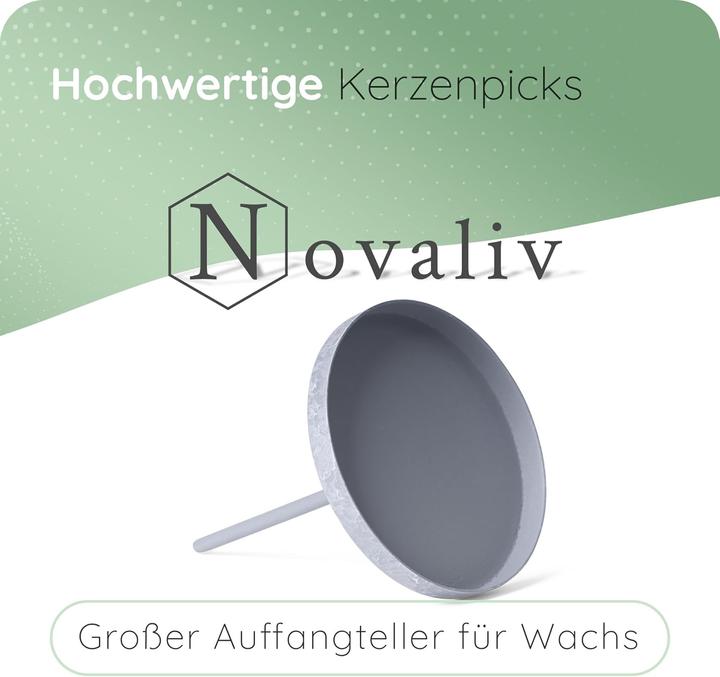 Actual product image Novaliv 8x Candle Pick Flat 6,5 cm GREY
