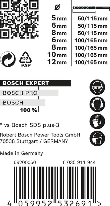 Actual product image Bosch Professional Zubehör EXPERT SDS plus-7X hammer drill bit set, 5/6/6/8/10/12 mm, 7 pcs. (5.0, 6.0, 8.0, 10.0, 12.0 mm)