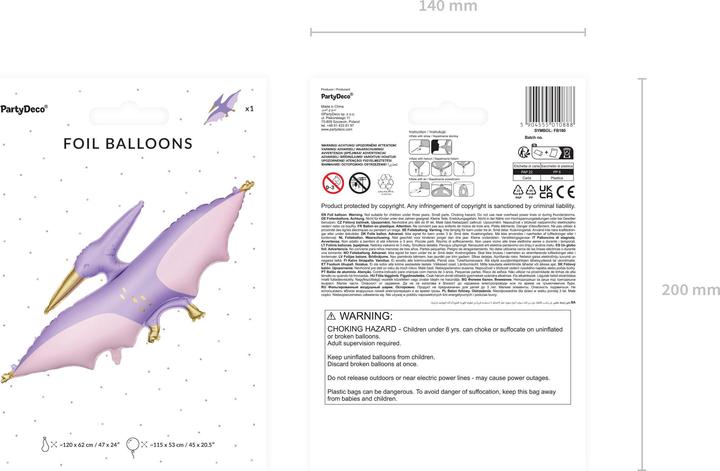 Produktbild Partydeco XXL Folienballon Dino Pterodaktylus matt