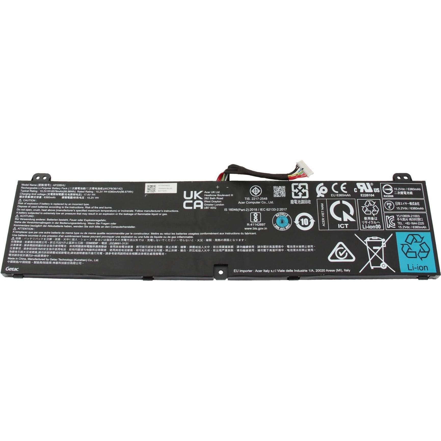 Acer KT.00408.002 (4 Zellen, 6578 mAh), Notebook Akku