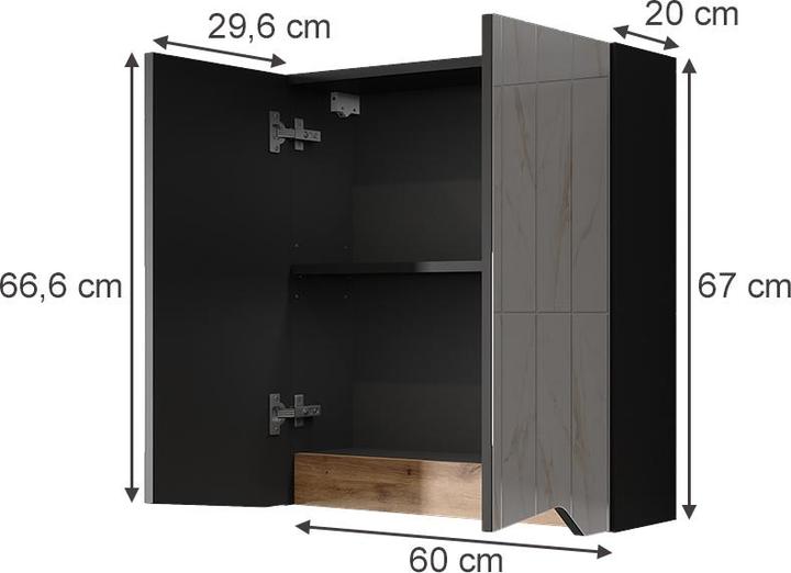 Produktbild Vichy Spiegelschrank Marelle, Anthrazit/Artisan, 60 x 67 cm mit höhenverstellbarem Einlegeboden