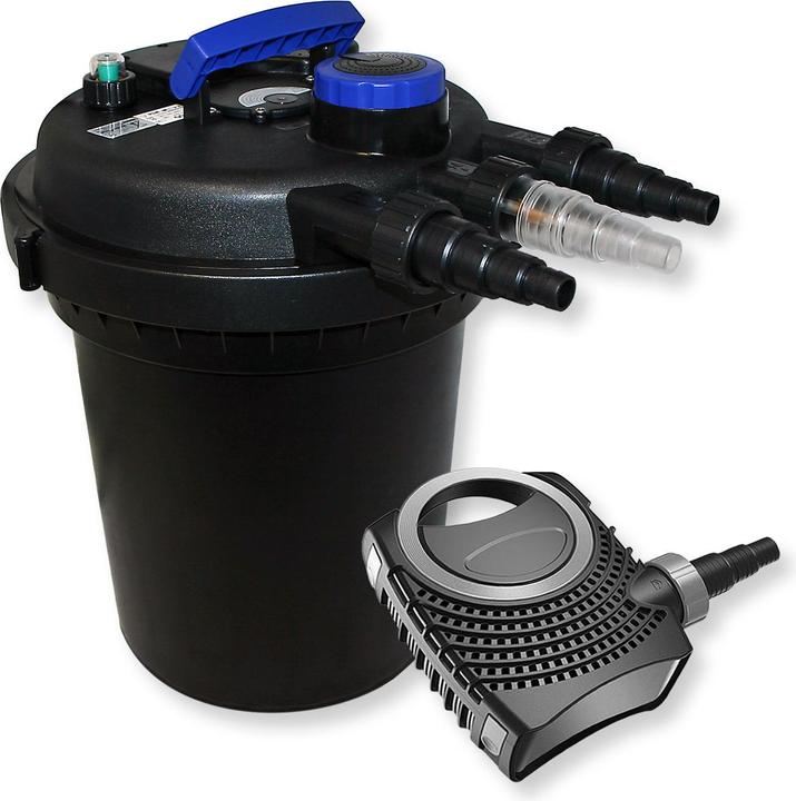 Wiltec Set: Druckfilter 6000l 11W UVC Teichklärer 70W Teichpumpe 494
