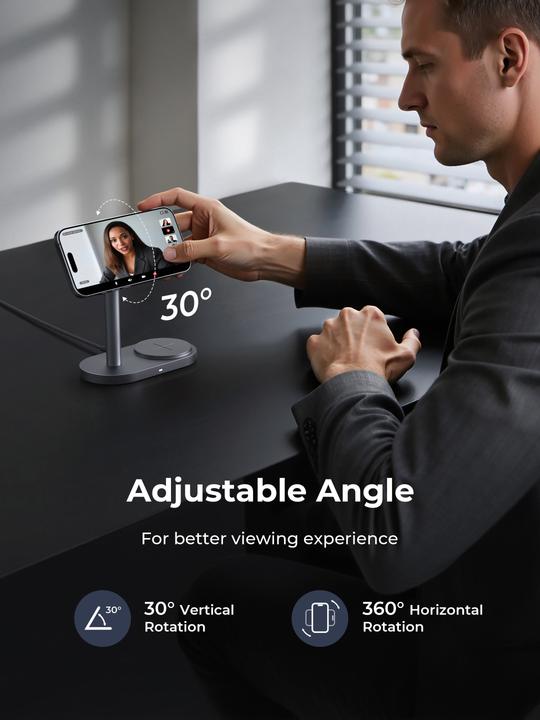 Produktbild Aukey MagFusion 2-in-1 Wireless Charger (50 W)