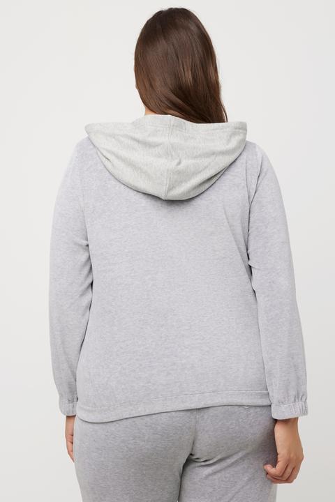 Produktbild Ulla Popken Loungewear-Jacke, Velourssamt, Sweat-Kapuze (46, 48)