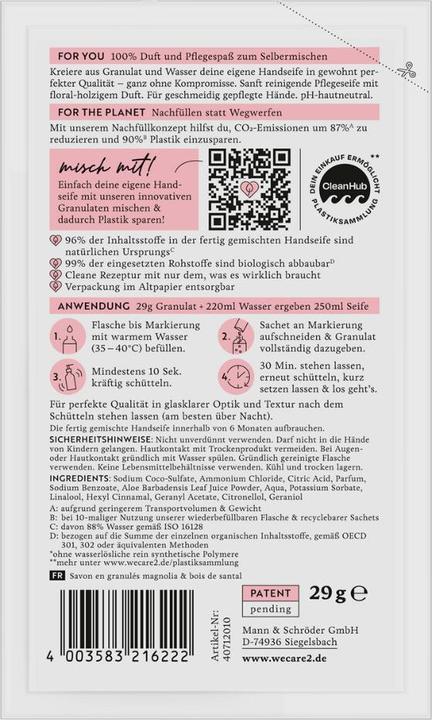 Actual product image we:care2 Handseifen-Granulat (Liquid soap, refill)