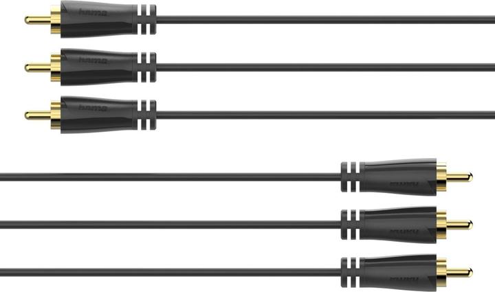 Produktbild Hama Audio-/Video-Kabel, 3 Cinch-Stecker - 3 Cinch-Stecker, vergoldet, 1,5 m (1.50 m, Cinch Kabel)