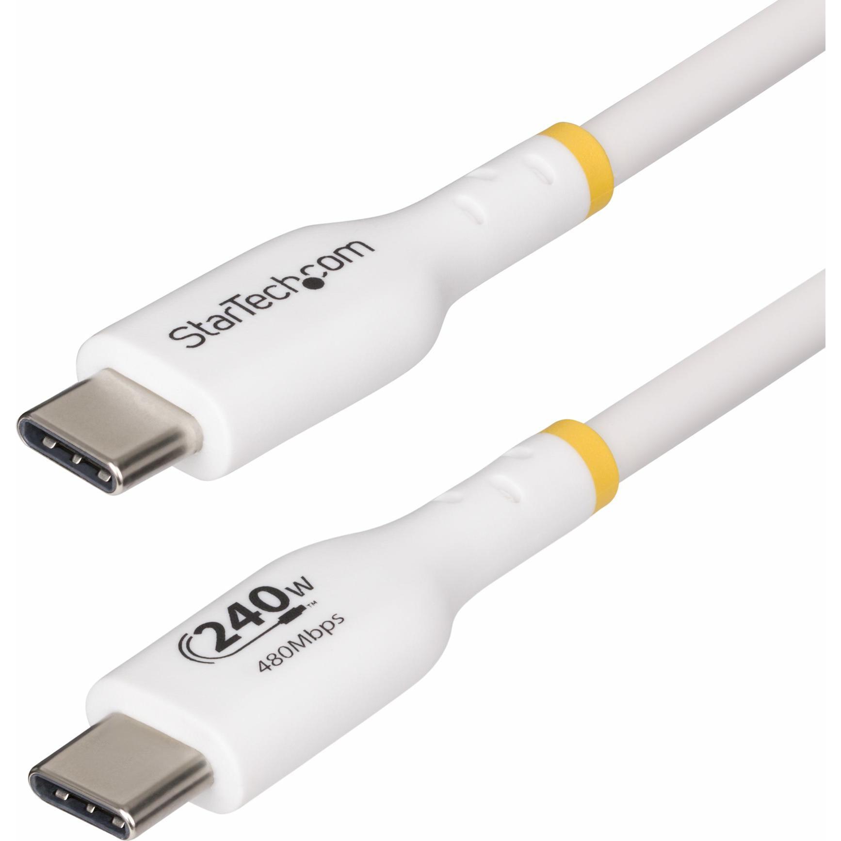 StarTech com USB2EPR2MW, 2 m, USB C, USB C, USB 2.0, 0,48 Gbit/s, Weiss (2 m, USB 2.0), USB Kabel