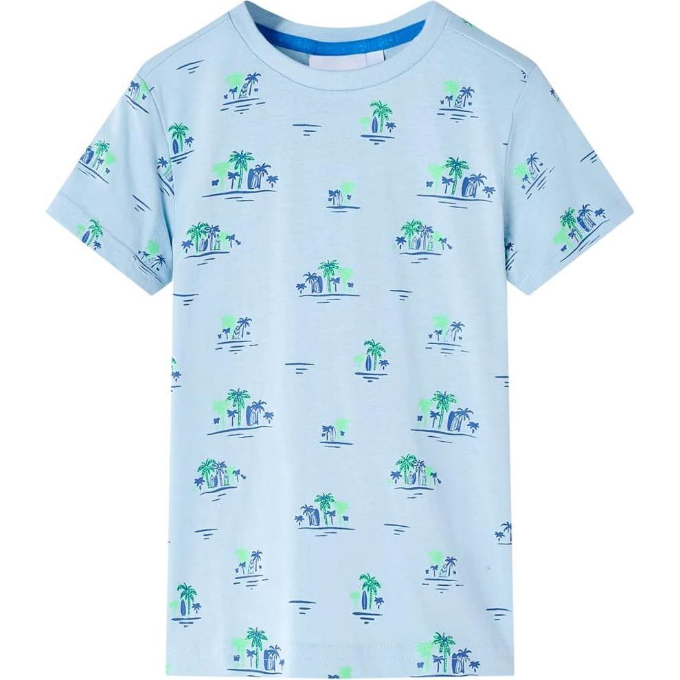 VidaXL, Jungen, Shirt, Kinder-T-Shirt Hellblau 92,Material: 100 % Baumwolle,Farbe, Blau, (92)