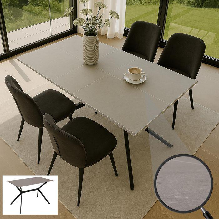 Image du produit Mendler Esszimmertisch HWC-O58, Sinterstein Metall, Marmor-Optik 120cm – grau