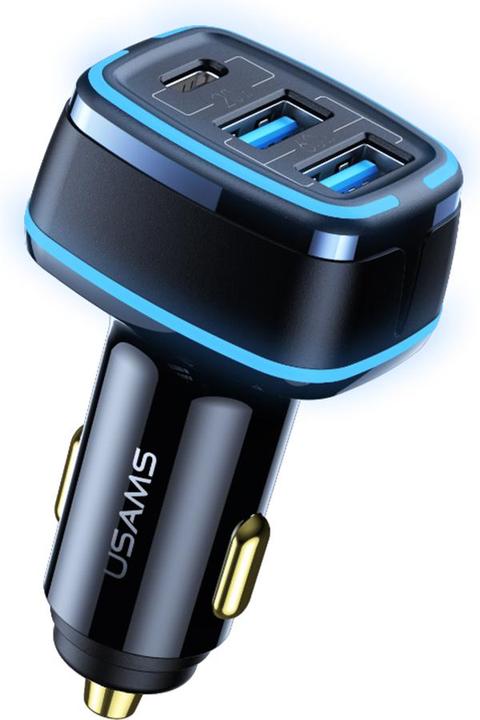 Image du produit Usams Ład. sam. 2xUSB+1xUSB-C C24 80W (only head) Fast Charge czarny/black CC126TC01 (US-CC126)