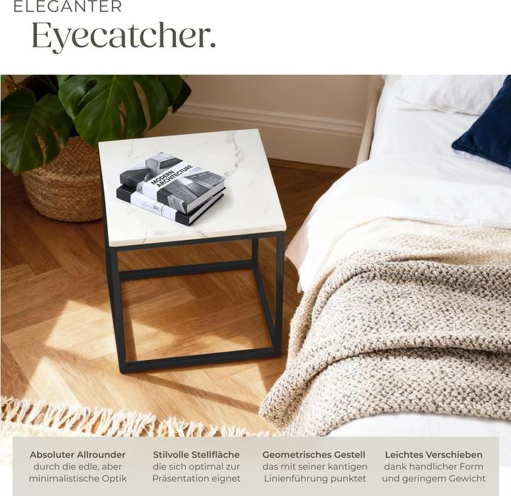 Image du produit tectake Table d'appoint en marbre Alysia, carré (45 x 45 x 47.50 cm)