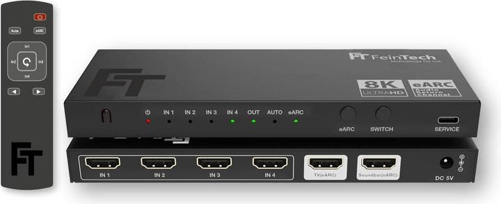 Produktbild FeinTech AX340 HDMI 2.1 Audio Extractor 4 In 1 Out + eARC-Soundbar | eARC-TV