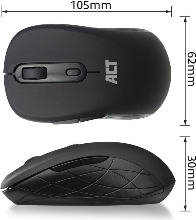 Actual product image ACT Wireless Mouse, USB nano receiver, 1600 dpi, black (Wireless)