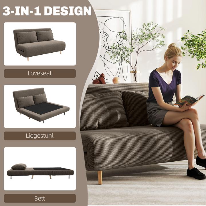 Produktbild Homcom Schlafsofa Polyester, Buchenholz Kaffee-Braun