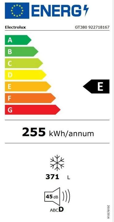 Energy Label Electrolux GT380 (Stand-alone, 371 l)