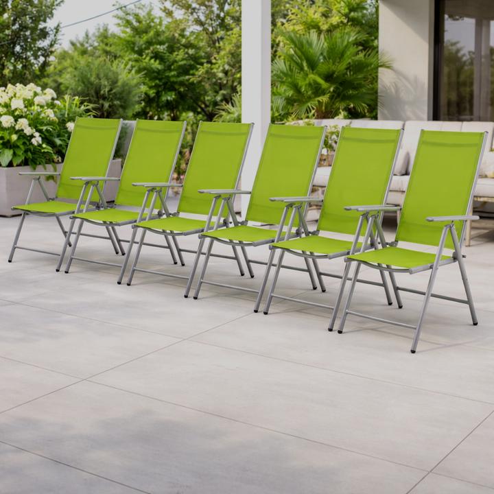 Actual product image Mojawo 6 Stück Garten Klappstuhl Aluminium - Textilen Silbergrau/Lime