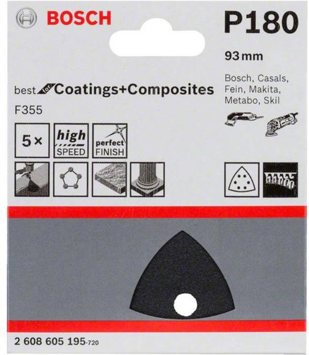 Produktbild Bosch Professional Zubehör PRO F355 Schleifblatt, 93 mm, G180 (180)
