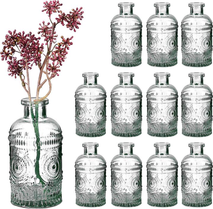 Relaxdays Glasvase (12 x, 6 x 6 x 13 cm, 0.24 l)