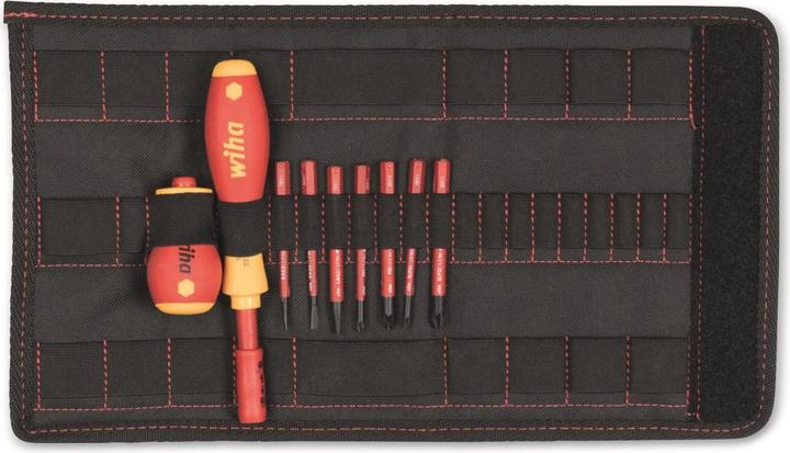 Actual product image Wiha Screwdriver and bit set slimVario slotted Pozidriv PlusMinus/Pozidriv in pouch (Slotted screws, Pozidriv cross recess (PZ))