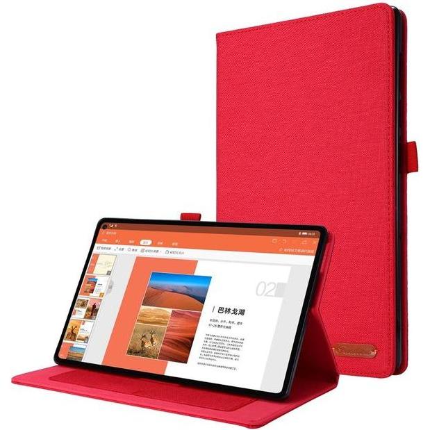 MU Classic Hülle aus Stoff/Kunstleder (Tab M10 Plus), Tablet Hülle, Rot