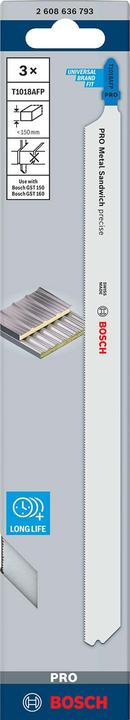 Produktbild Bosch Professional Zubehör PRO Metal Sandwich T1018AFP Stichsägeblatt, 250 mm, 3-tlg.