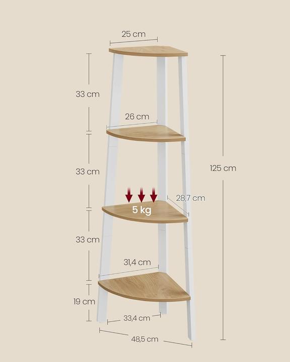 Produktbild Songmics Eckregal (33.5 x 33.5 x 125 cm)