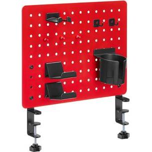 Powerton ERGO PEGBOARD Gaming-Organizer zur Tischbefestigung, rot, Supporto per cuffie, Rosso