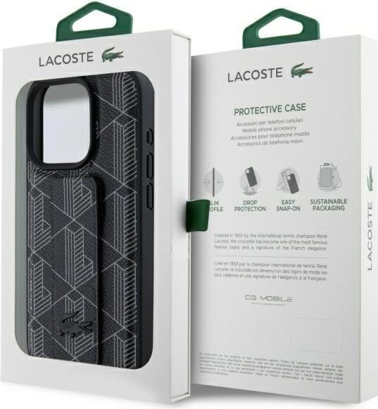 Actual product image Lacoste LCHCP16XGSPBSK iPhone 16 Pro Max 6,9" czarny/black hardcase Grip Stand Mono (Apple iPhone 16 Pro Max)