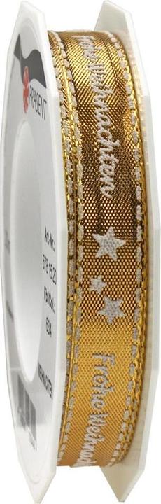 Produktbild Pattberg Geschenkband Frohe Weihnachten 1.5 cm x 20 m, Gold (1x)