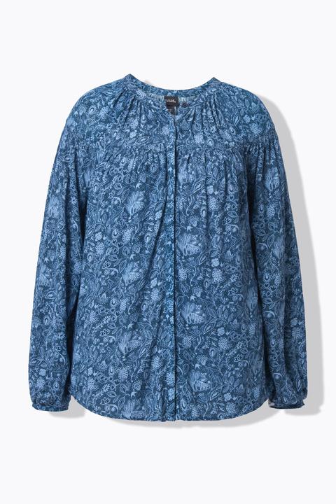 Produktbild Ulla Popken Bluse, Blüten/Schwalben, Rundhals, Langarm (54)
