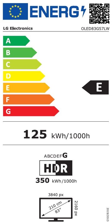 Energie-Label LG OLED83G57LW (83", G5, OLED, 4K, 2025)