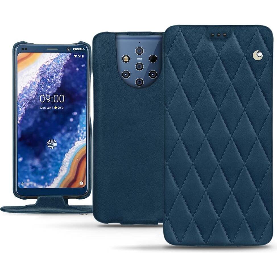 Noreve Lederschutzhülle vertikal (Nokia 9 PureView), Smartphone Hülle, Blau