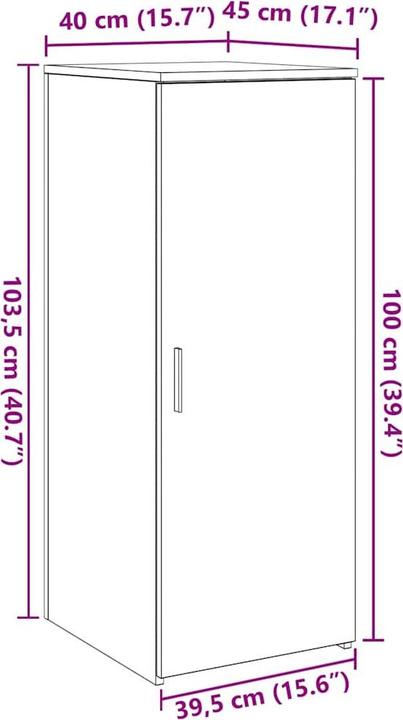 Image du produit vidaXL Armoire de stockage Blanc 40x45x103,5 cm Armoire en bois composite Armoire de classement