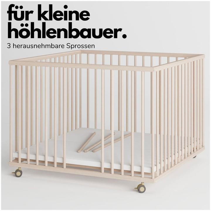 Actual product image Sämann Premium playpen with rungs (100 cm, Beech)