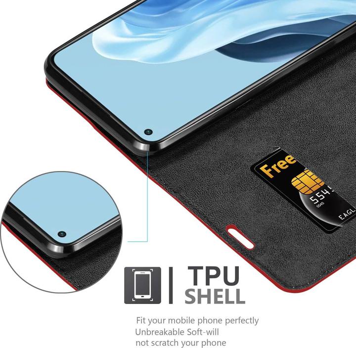 Cadorabo Custodia A Libro Per Oppo Find X5 Pro - Rossa, Con Chiusura Magnetica E Portacarte - 3