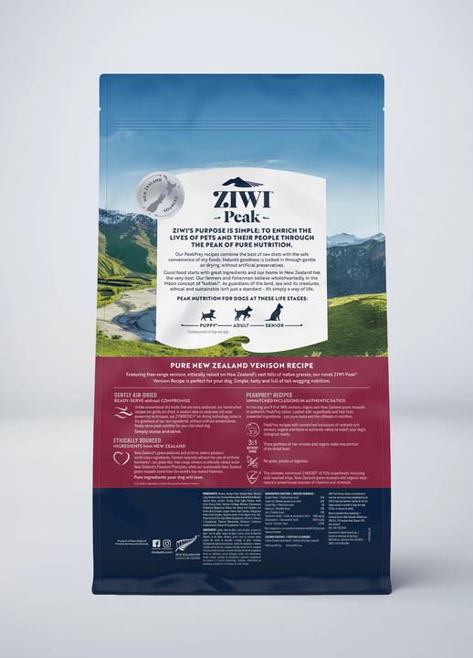 Valori nutrizionali e ingredienti Ziwi Peak Air Dried Food carne di cervo 2,5Kg (Adulto, 1 pz., 2500 g)