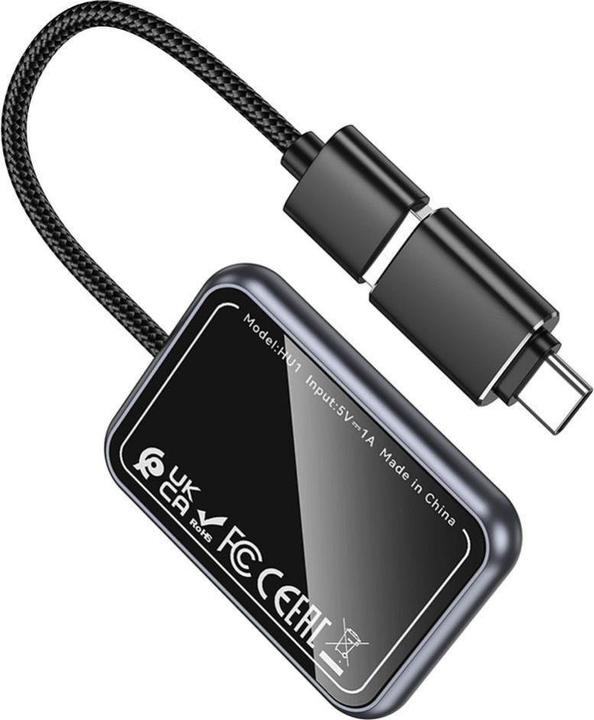 Actual product image Hoco Wireless headphones Wireless CarPlay adapter USB A / USB C HU1 black