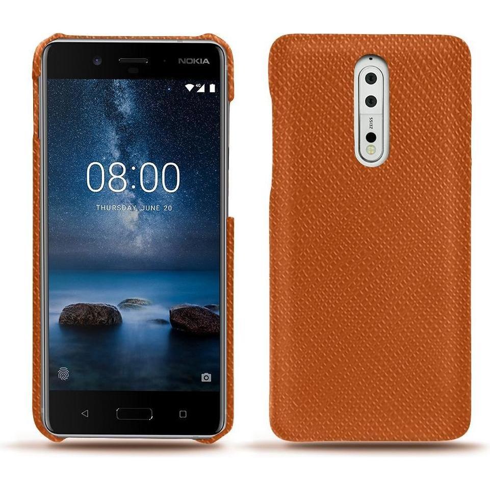 Noreve Lederschutzhülle (Nokia 8), Smartphone Hülle, Orange