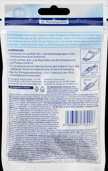 Nährwerte und Zutaten dm Dontodent Zahnseidesticks