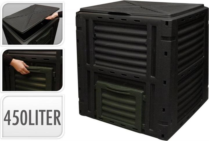 Immagine prodotto GreenGarden Compostiera da giardino 450L 80x 80x 81cm nera (450 l)