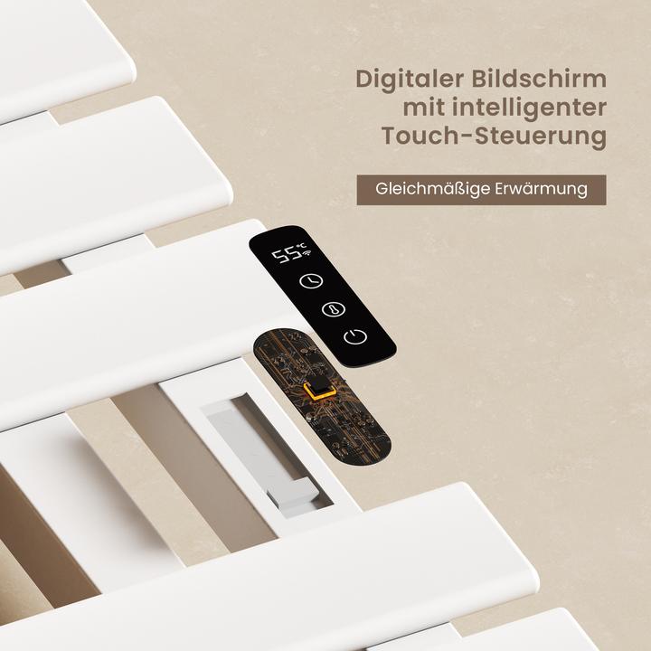 Actual product image Emke Electric towel rail with LED display 100x50 cm 320W WiFi Timer Right cable connection White