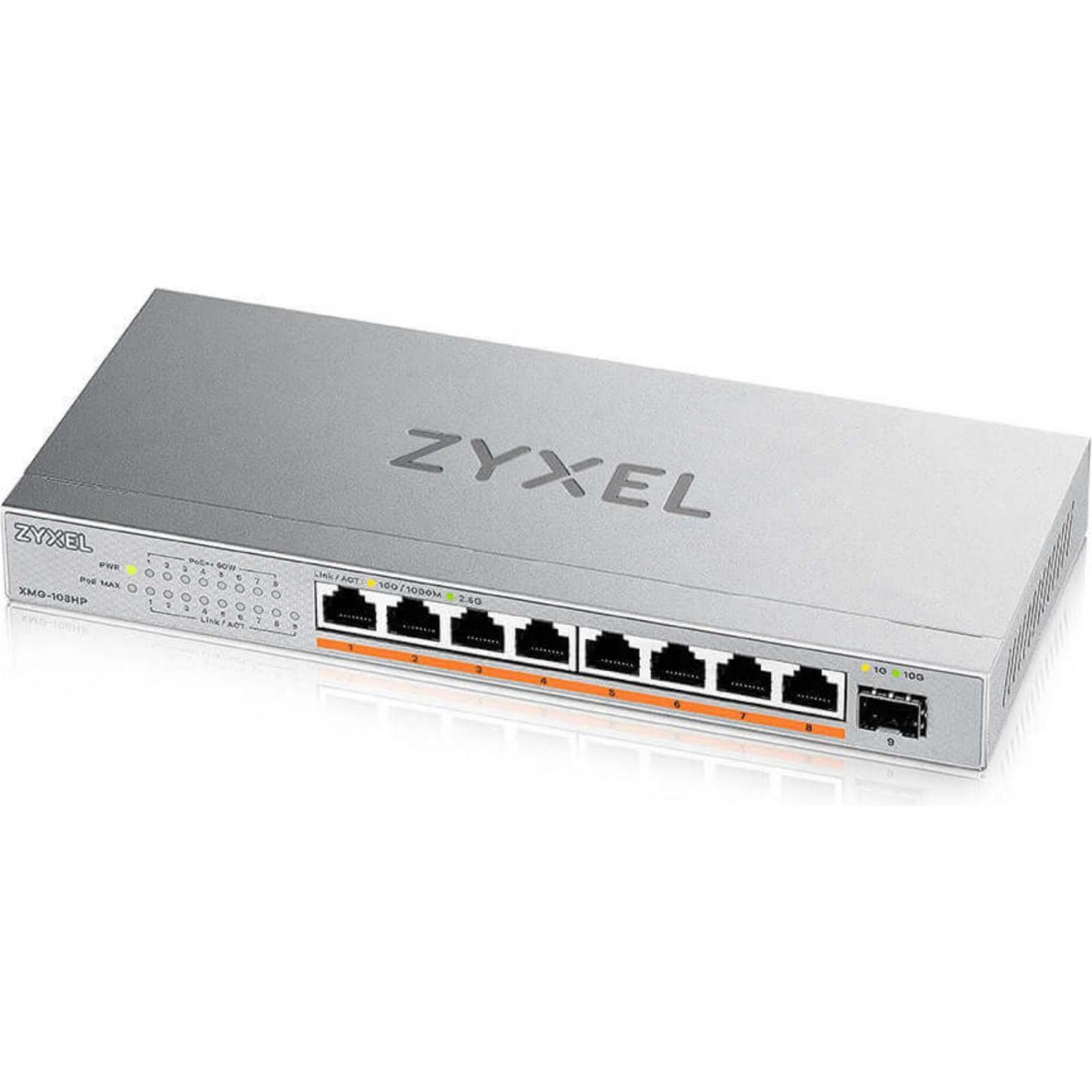 Thumbnail - Zyxel XMG-108HP (9 Ports), Netzwerk Switch, Silber
