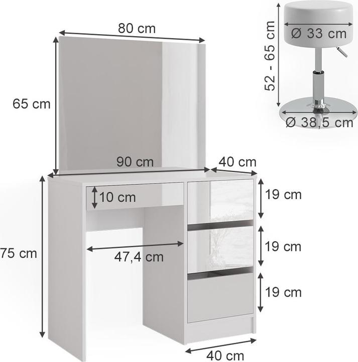 Image du produit Vicco Sherry mit Hocker (90 x 40 x 75 cm)