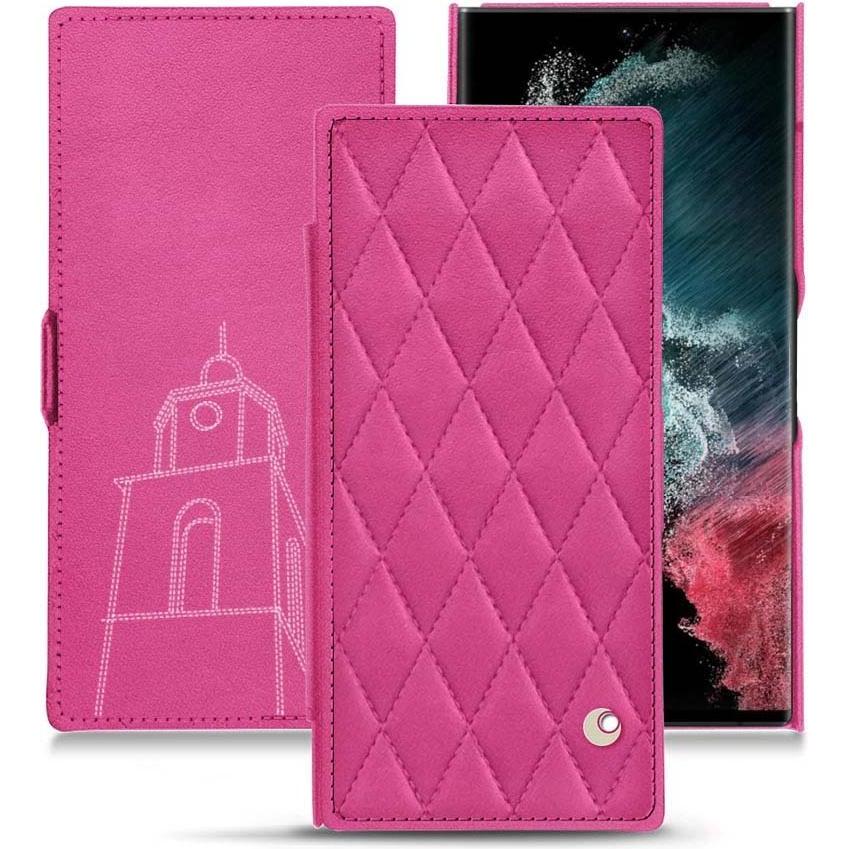 Noreve Lederschutzhülle horizontal (Samsung Galaxy S22 Ultra), Smartphone Hülle, Rosa