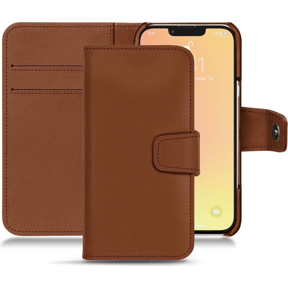 Noreve Lederschutzhülle Wallet (Apple iPhone 13), Smartphone Hülle, Braun