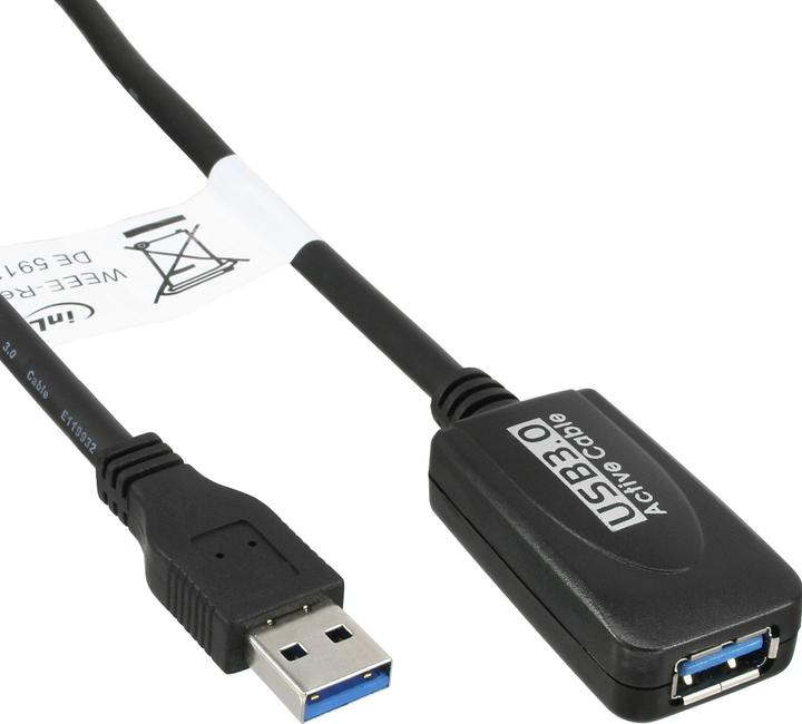 Immagine prodotto InLine USB 3.0 estensione attiva maschio A a femmina A nero 5m (5 m, USB 3.2 Gen 1)
